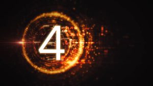 Liczba 4 na świetlistym tle