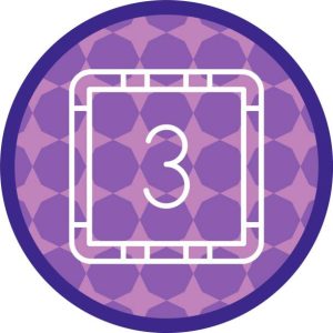 Liczba 3 na fioletowym tle