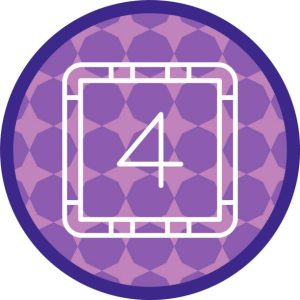 Liczba 4, fioletowe tło