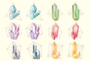 Zdjęcia przedstawiające 12 róznych kryształów